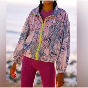 Anthropologie Daily Practice Windbreaker Jacket XS Polyester Zip tront